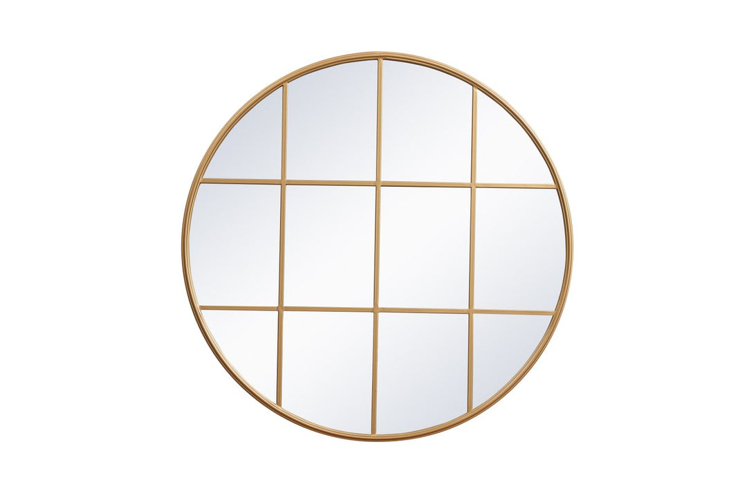 Metal Windowpane Mirror 42 Inch X 42 Inch In Brass by Elegant Decor