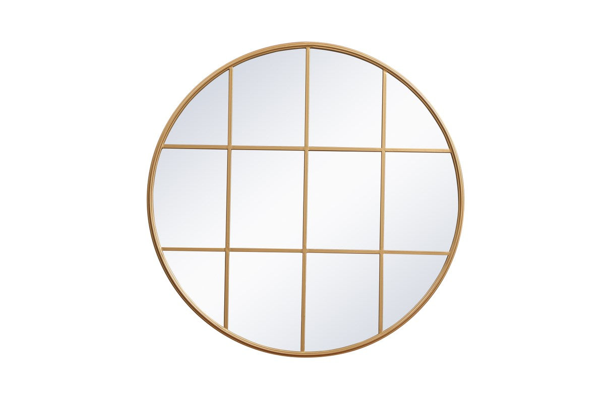 Metal Windowpane Mirror 42 Inch X 42 Inch In Brass by Elegant Decor