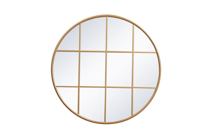 Metal Windowpane Mirror 42 Inch X 42 Inch In Brass by Elegant Decor