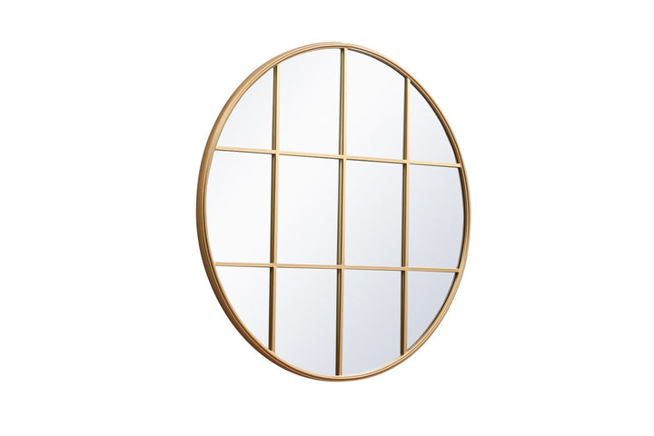Metal Windowpane Mirror 42 Inch X 42 Inch In Brass