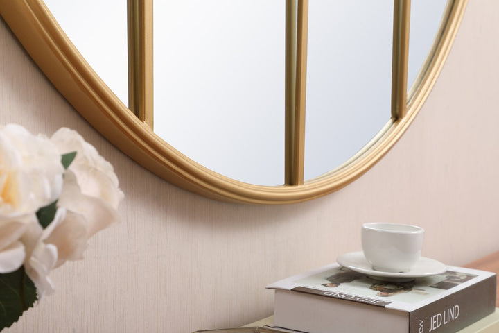 Metal Windowpane Mirror 42 Inch X 42 Inch In Brass