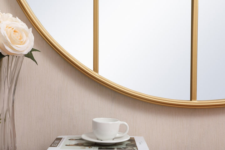 Metal Windowpane Mirror 42 Inch X 42 Inch In Brass