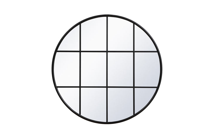Metal Windowpane Mirror 42 Inch X 42 Inch In Black by Elegant Decor