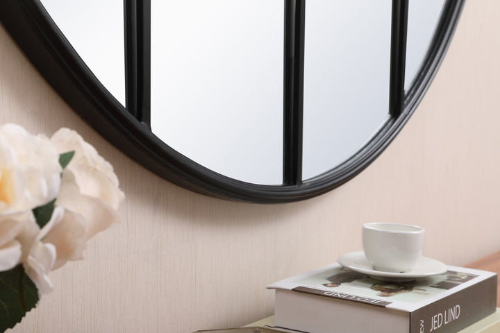 Metal Windowpane Mirror 42 Inch X 42 Inch In Black