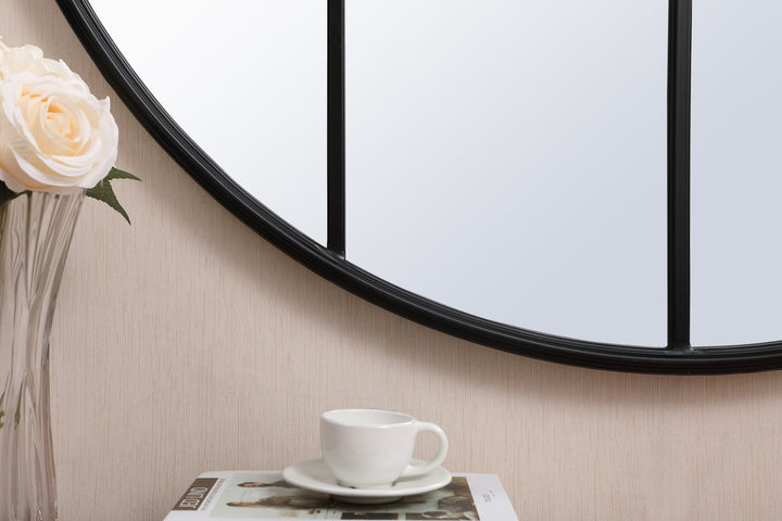 Metal Windowpane Mirror 42 Inch X 42 Inch In Black