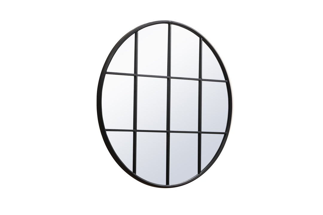 Metal Windowpane Mirror 42 Inch X 42 Inch In Black
