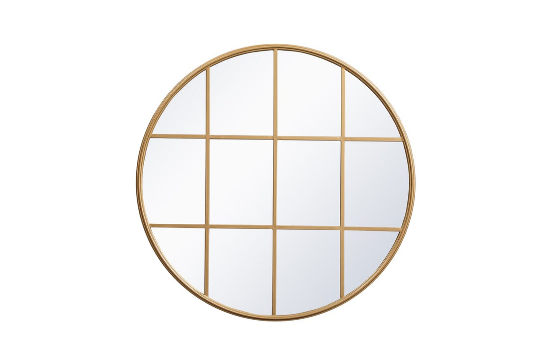 Metal Windowpane Mirror 36 Inch X 36 Inch In Brass by Elegant Decor