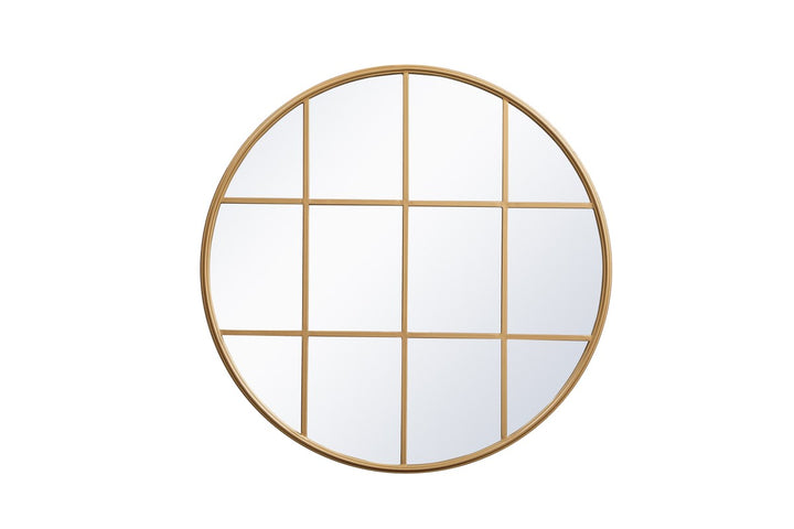 Metal Windowpane Mirror 36 Inch X 36 Inch In Brass by Elegant Decor