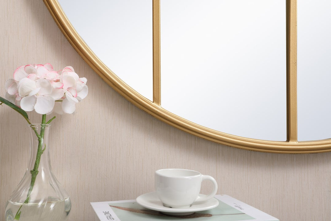 Metal Windowpane Mirror 36 Inch X 36 Inch In Brass
