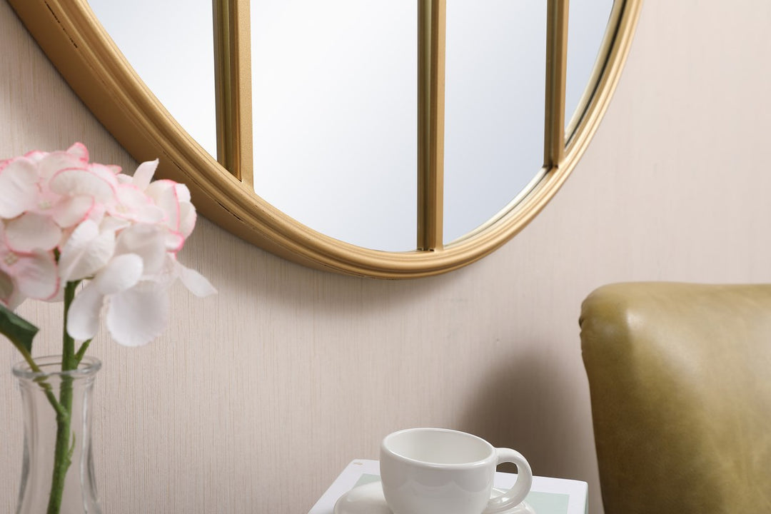 Metal Windowpane Mirror 36 Inch X 36 Inch In Brass