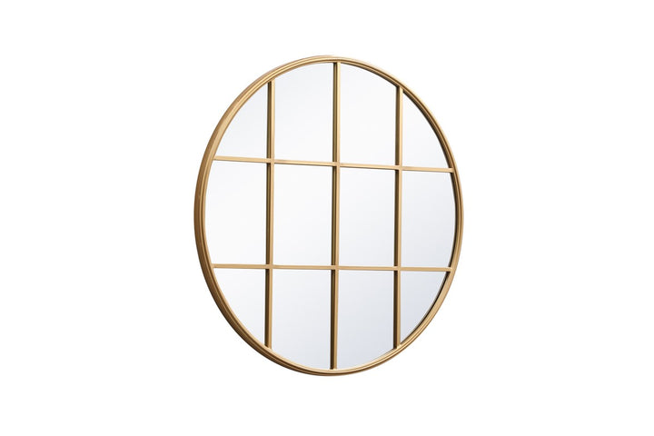 Metal Windowpane Mirror 36 Inch X 36 Inch In Brass