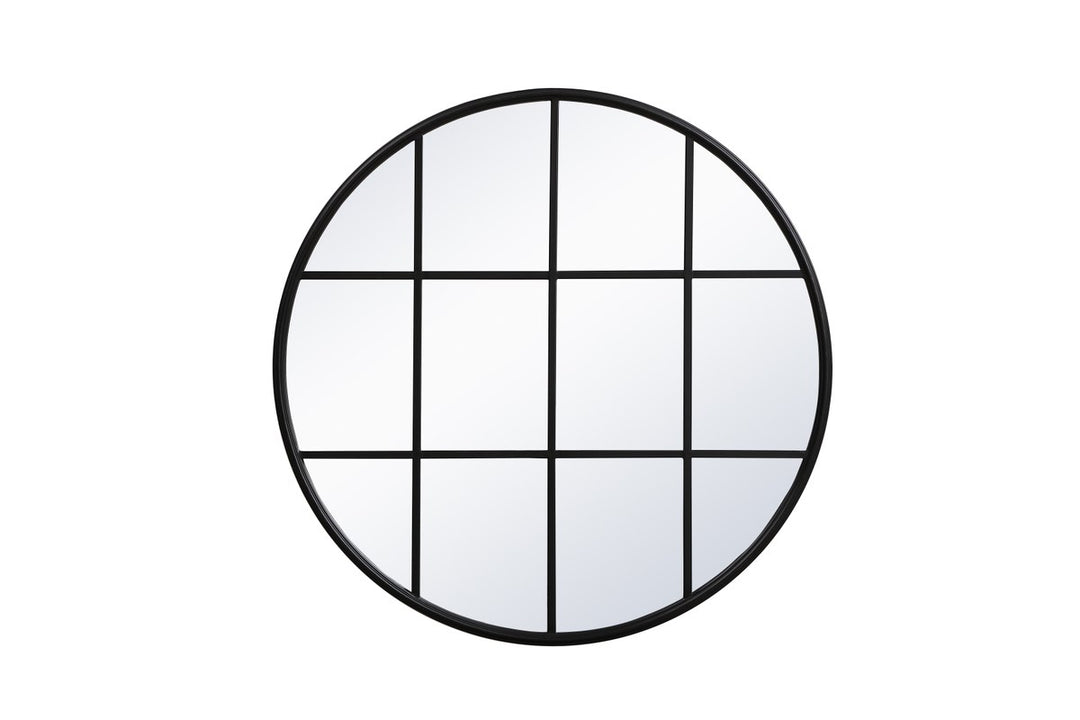 Metal Windowpane Mirror 36 Inch X 36 Inch In Black by Elegant Decor