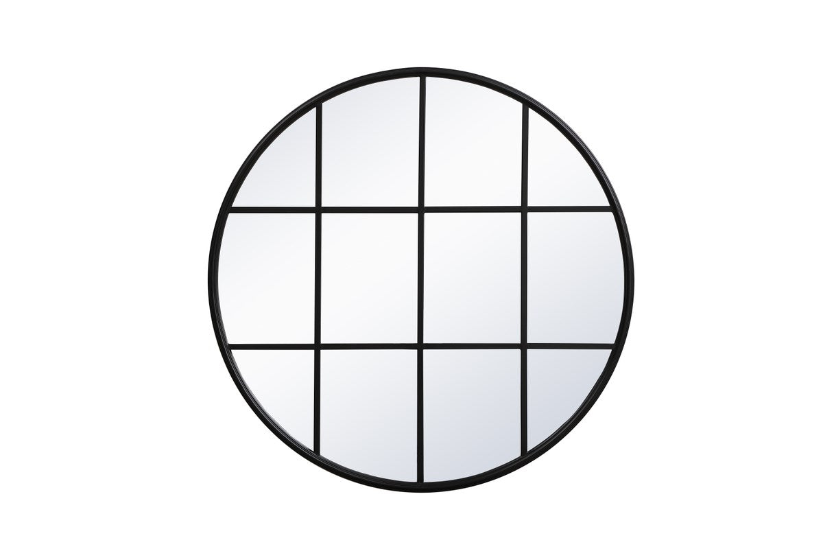 Metal Windowpane Mirror 36 Inch X 36 Inch In Black by Elegant Decor