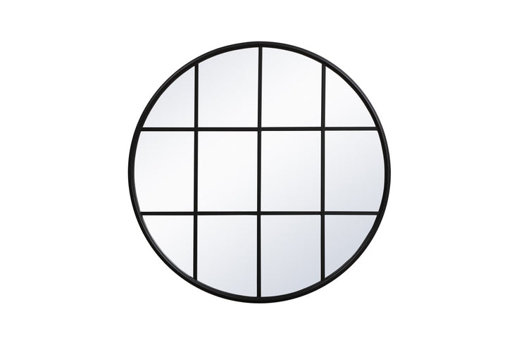 Metal Windowpane Mirror 36 Inch X 36 Inch In Black by Elegant Decor