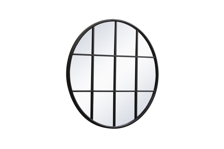 Metal Windowpane Mirror 36 Inch X 36 Inch In Black