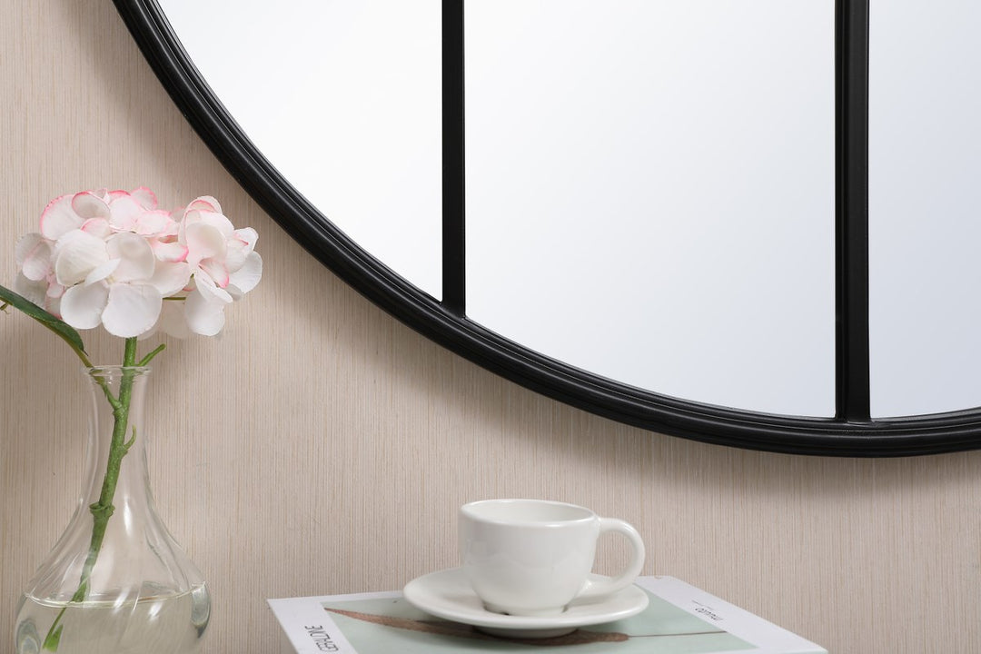 Metal Windowpane Mirror 36 Inch X 36 Inch In Black