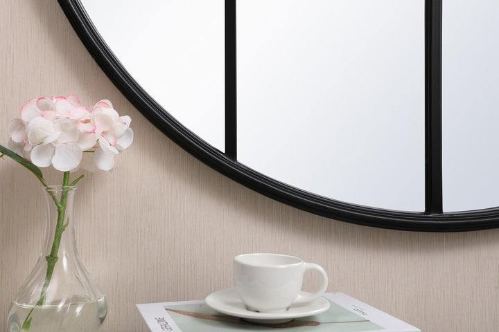 Metal Windowpane Mirror 36 Inch X 36 Inch In Black