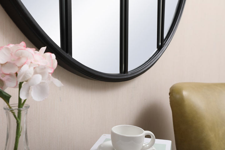 Metal Windowpane Mirror 36 Inch X 36 Inch In Black