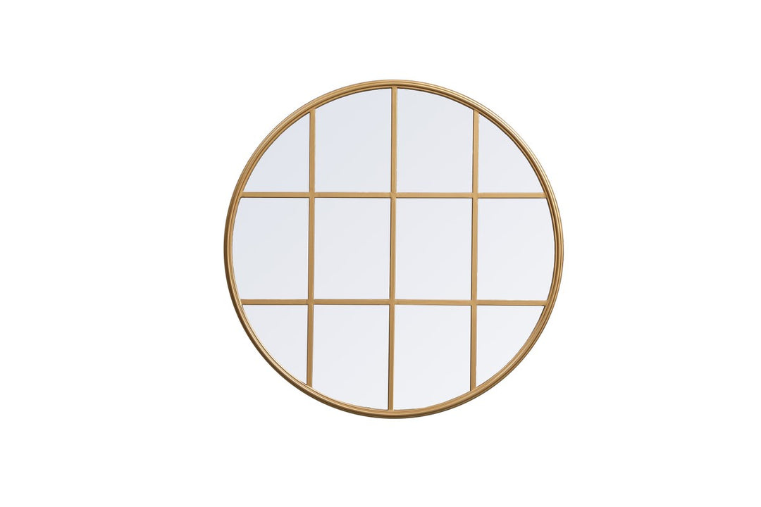 Metal Windowpane Mirror 32 Inch X 32 Inch In Brass by Elegant Decor