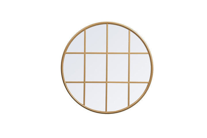 Metal Windowpane Mirror 32 Inch X 32 Inch In Brass by Elegant Decor