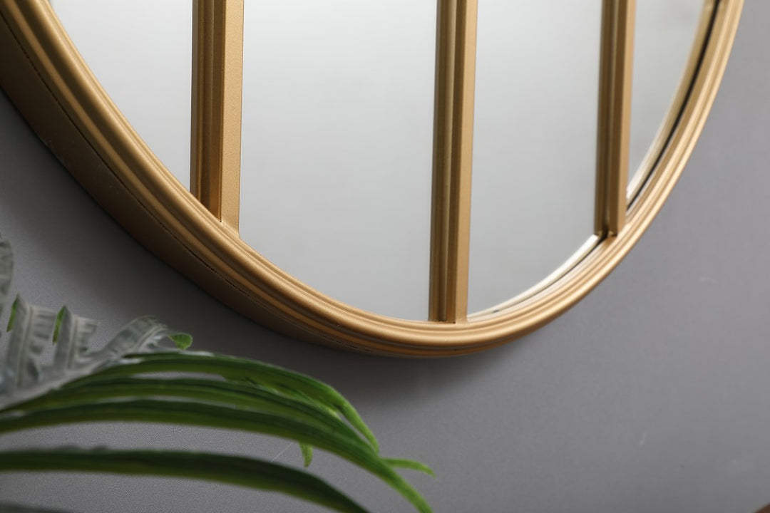 Metal Windowpane Mirror 32 Inch X 32 Inch In Brass