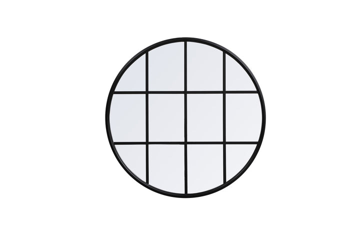 Metal Windowpane Mirror 32 Inch X 32 Inch In Black by Elegant Decor