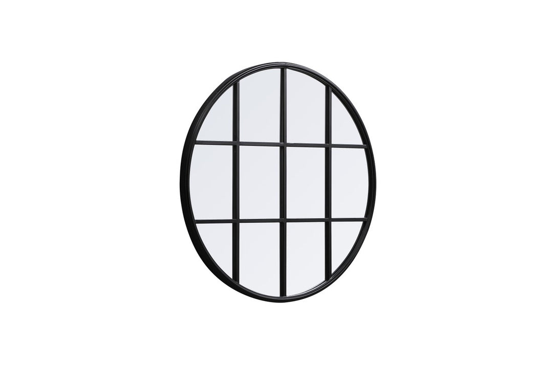 Metal Windowpane Mirror 32 Inch X 32 Inch In Black
