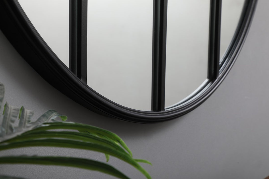 Metal Windowpane Mirror 32 Inch X 32 Inch In Black