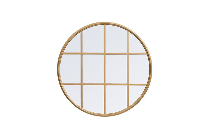 Metal Windowpane Mirror 28 Inch X 28 Inch In Brass by Elegant Decor