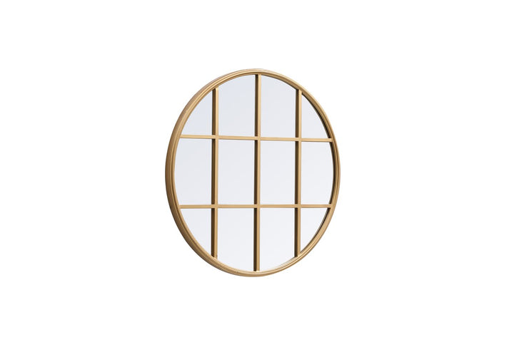 Metal Windowpane Mirror 28 Inch X 28 Inch In Brass