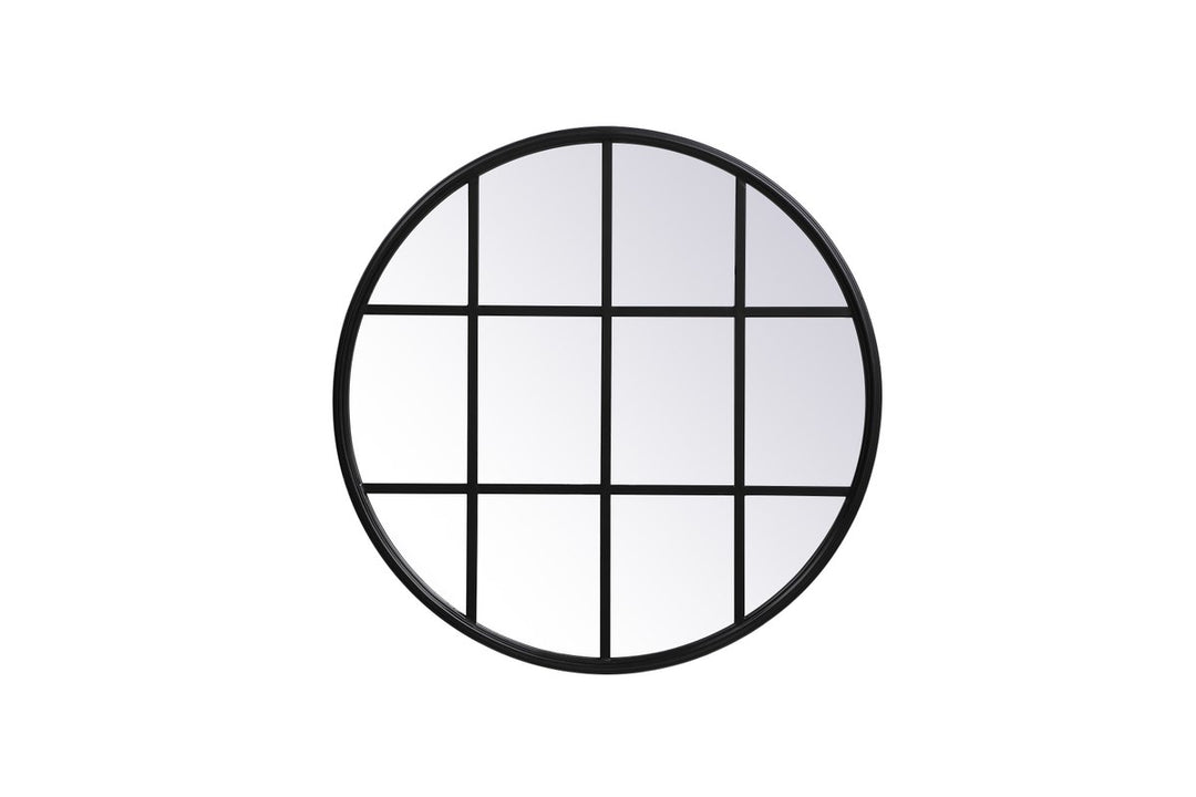 Metal Windowpane Mirror 28 Inch X 28 Inch In Black by Elegant Decor
