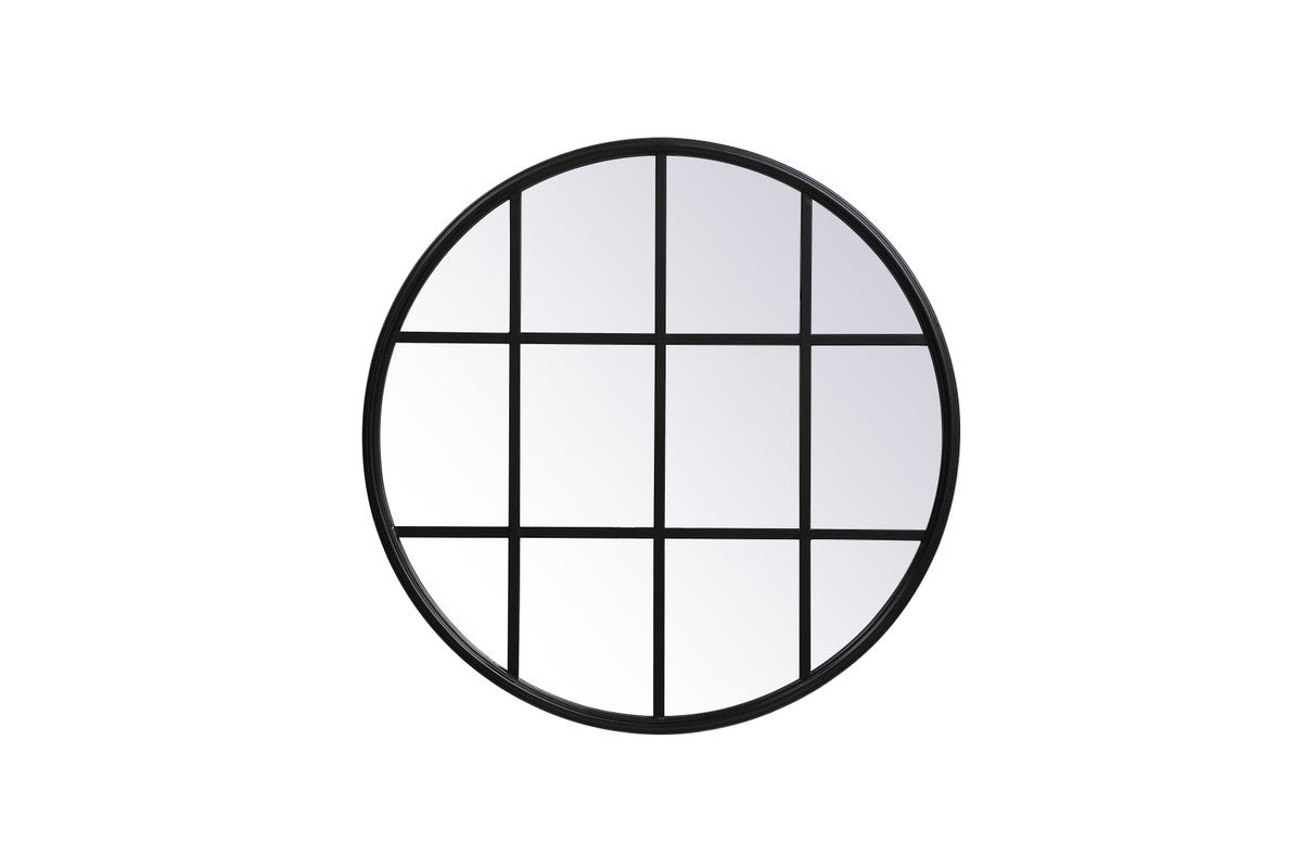 Metal Windowpane Mirror 28 Inch X 28 Inch In Black by Elegant Decor
