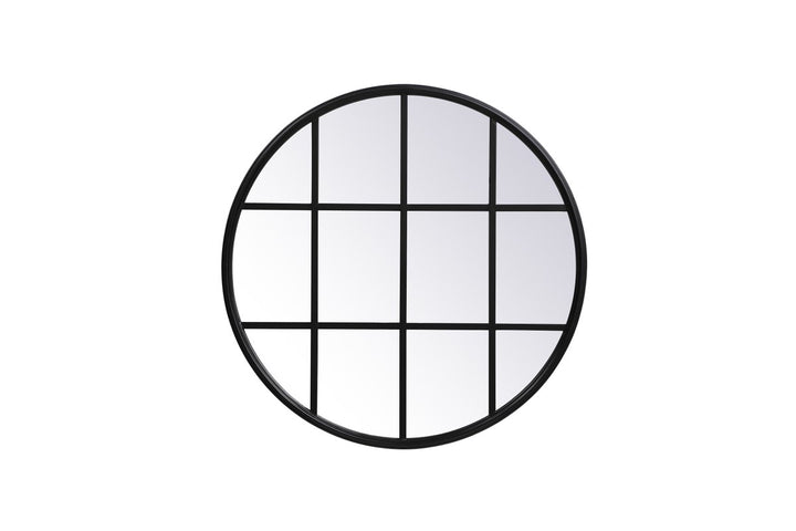 Metal Windowpane Mirror 28 Inch X 28 Inch In Black by Elegant Decor