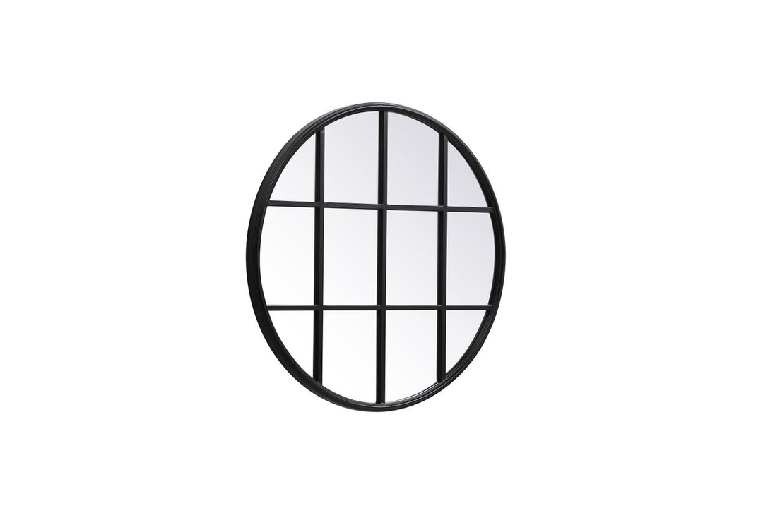 Metal Windowpane Mirror 28 Inch X 28 Inch In Black