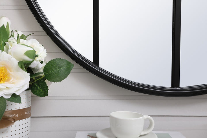 Metal Windowpane Mirror 28 Inch X 28 Inch In Black