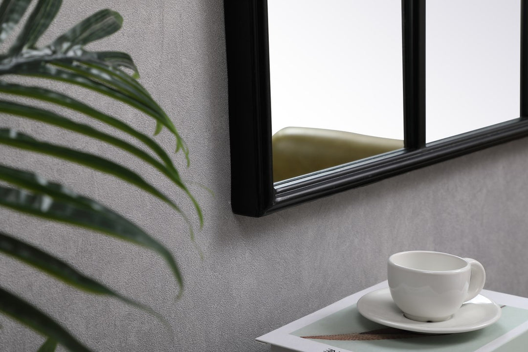 Metal Windowpane Mirror 36 Inch X 53 Inch In Black