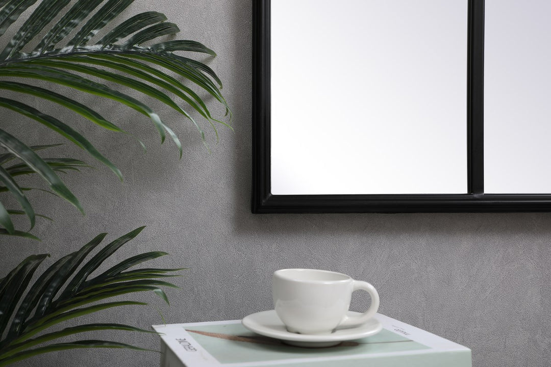 Metal Windowpane Mirror 36 Inch X 53 Inch In Black