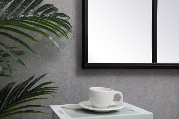 Metal Windowpane Mirror 36 Inch X 53 Inch In Black