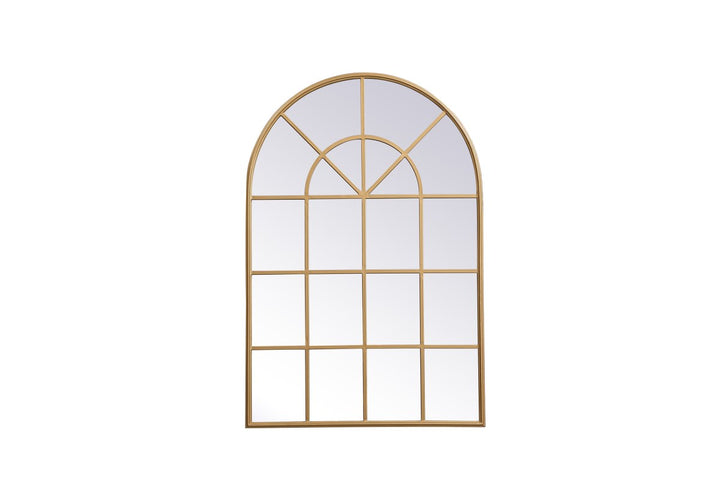 Metal Frame Rectangle Mirror 14X28 Inch In Brass by Elegant Decor