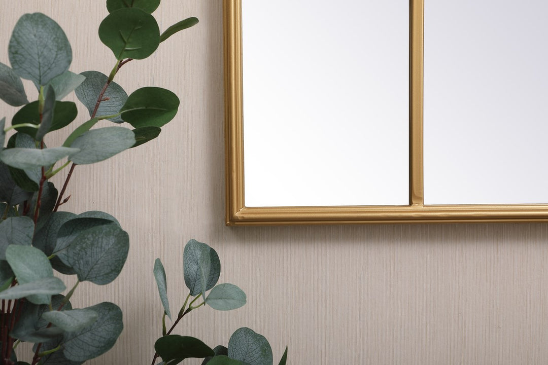 Metal Frame Rectangle Mirror 14X28 Inch In Brass