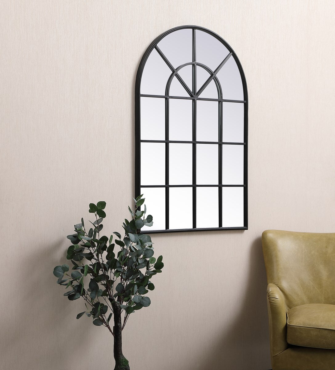 Metal Windowpane Mirror 32 Inch X 47 Inch In Black