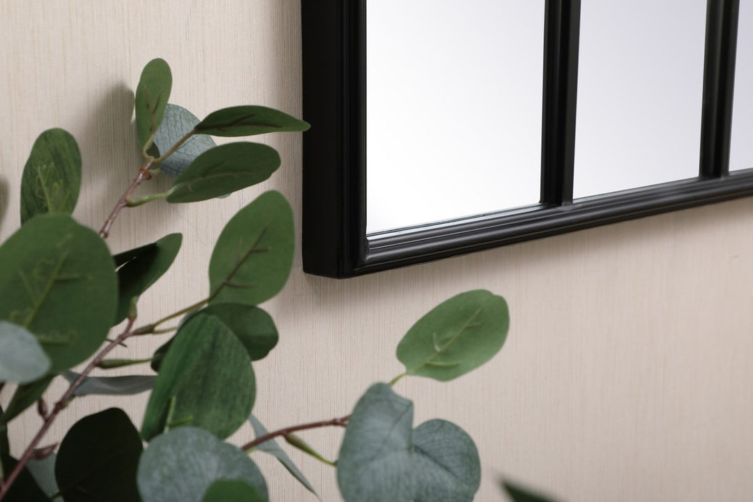 Metal Windowpane Mirror 32 Inch X 47 Inch In Black