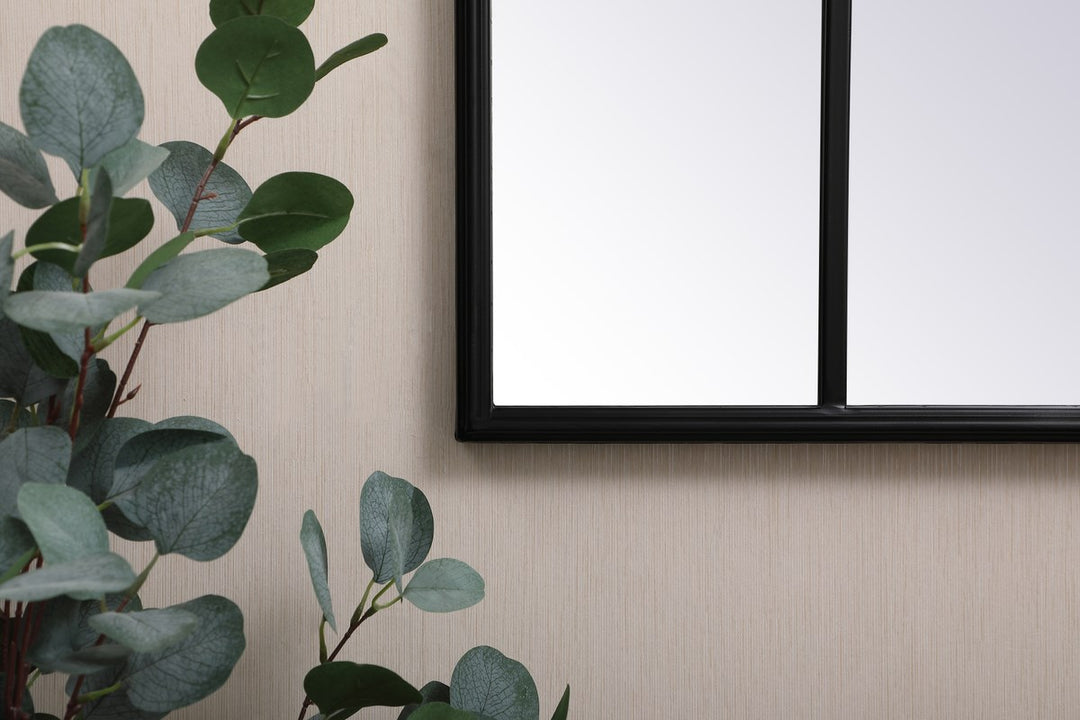Metal Windowpane Mirror 32 Inch X 47 Inch In Black