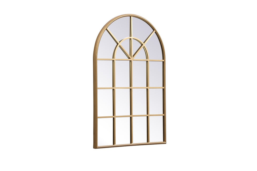 Metal Windowpane Mirror 28 Inch X 41 Inch In In Brass