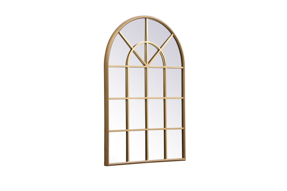 Metal Windowpane Mirror 28 Inch X 41 Inch In In Brass