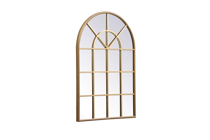 Metal Windowpane Mirror 28 Inch X 41 Inch In In Brass
