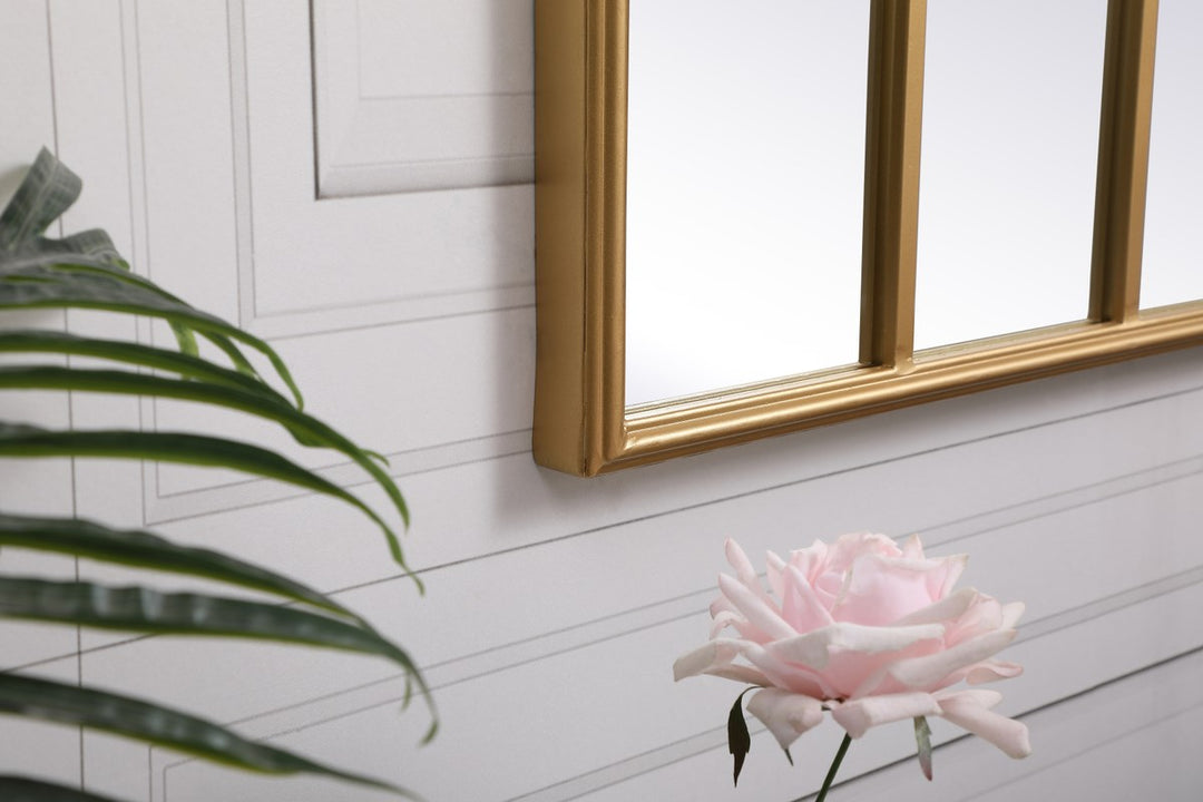 Metal Windowpane Mirror 28 Inch X 41 Inch In In Brass