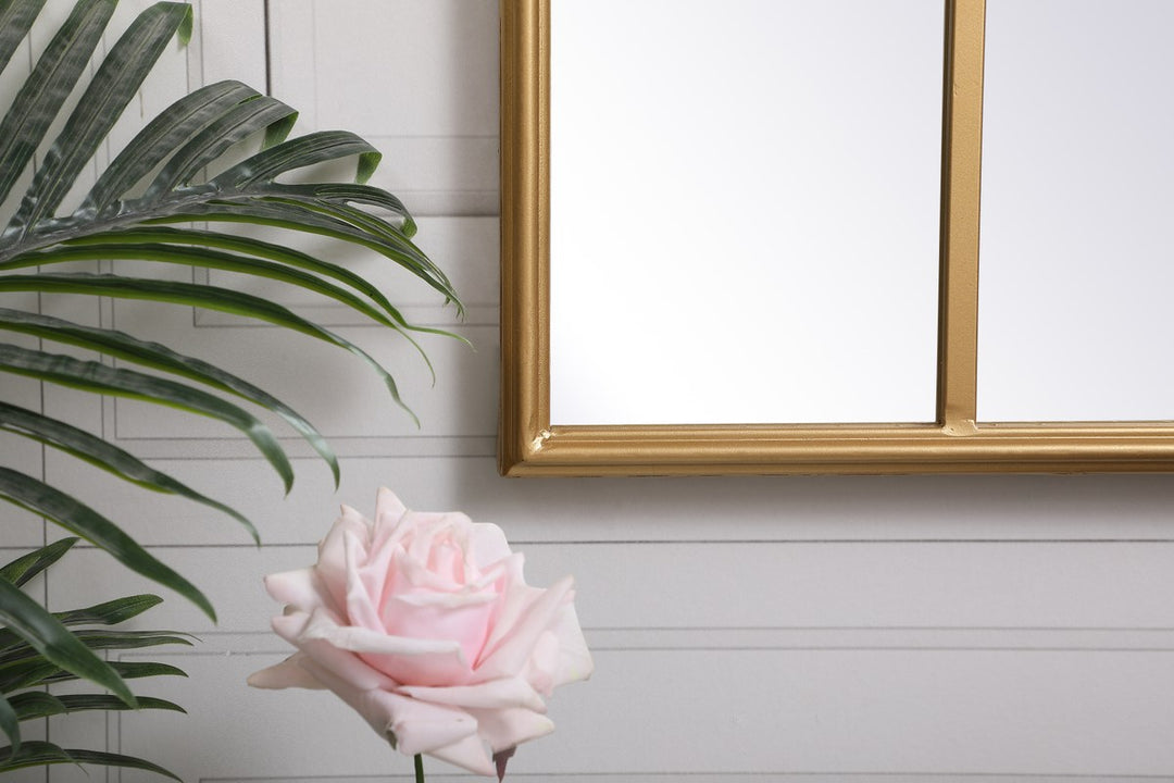 Metal Windowpane Mirror 28 Inch X 41 Inch In In Brass
