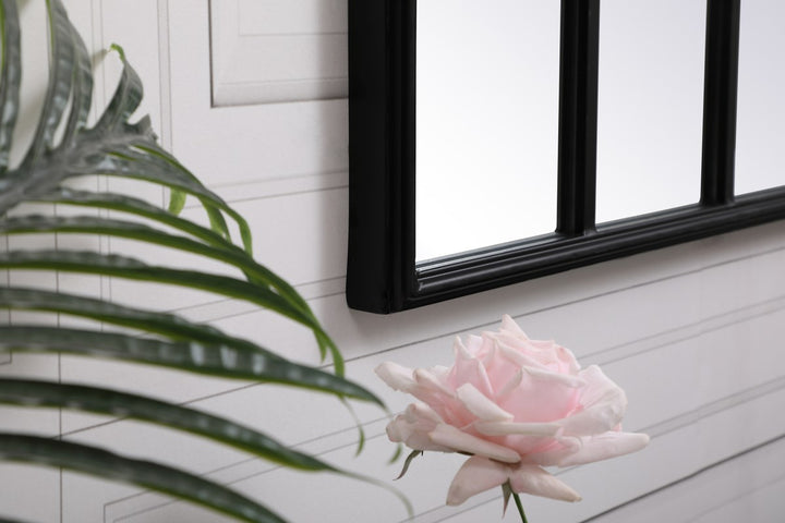 Metal Windowpane Mirror 28 Inch X 41 Inch In In Black