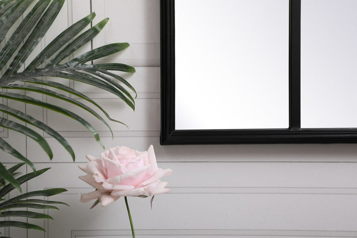 Metal Windowpane Mirror 28 Inch X 41 Inch In In Black